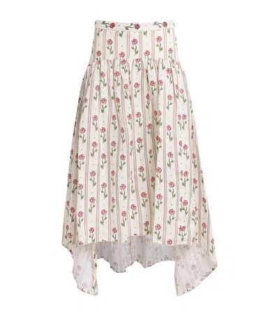 Agua By Agua Bendita Linen Curua Midi Skirt In Multi