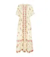 Agua By Agua Bendita Linen Floral Maxi Kaftan In Neutral