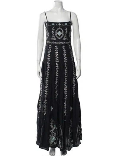 Pre-owned Agua By Agua Bendita Linen Long Dress In Black