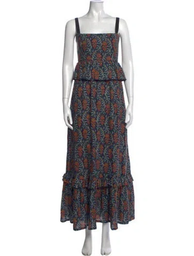 Pre-owned Agua By Agua Bendita Linen Long Dress In Blue