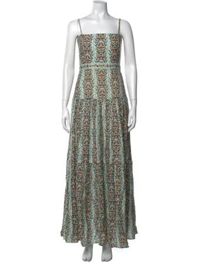 Pre-owned Agua By Agua Bendita Linen Long Dress In Green