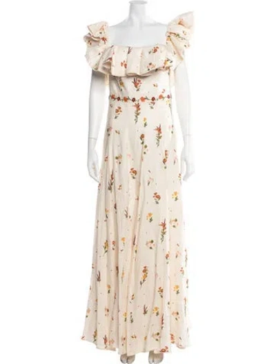 Pre-owned Agua By Agua Bendita Linen Long Dress In Neutral