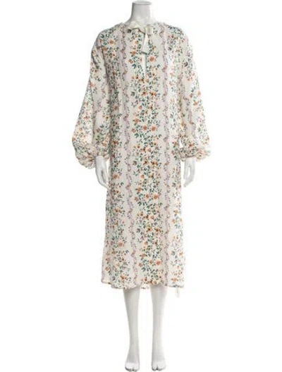 Pre-owned Agua By Agua Bendita Linen Long Dress In White