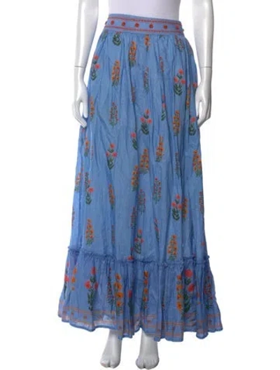 Pre-owned Agua By Agua Bendita Linen Long Skirt In Blue