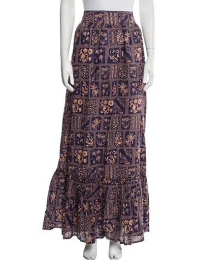 Pre-owned Agua By Agua Bendita Linen Long Skirt In Purple