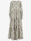 AGUA BY AGUA BENDITA LINEN MAXI DRESS WITH PRINTED PATTERN