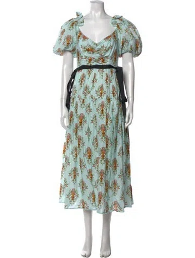 Pre-owned Agua By Agua Bendita Linen Midi Length Dress In Blue