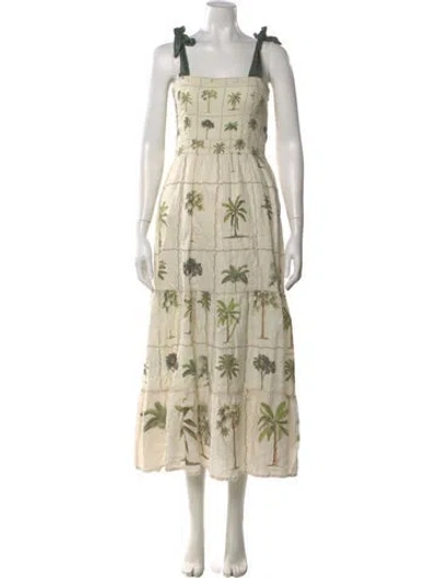 Pre-owned Agua By Agua Bendita Linen Midi Length Dress In Neutral