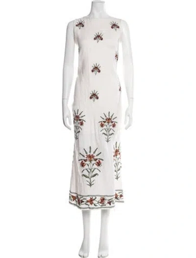 Pre-owned Agua By Agua Bendita Linen Midi Length Dress In Neutral