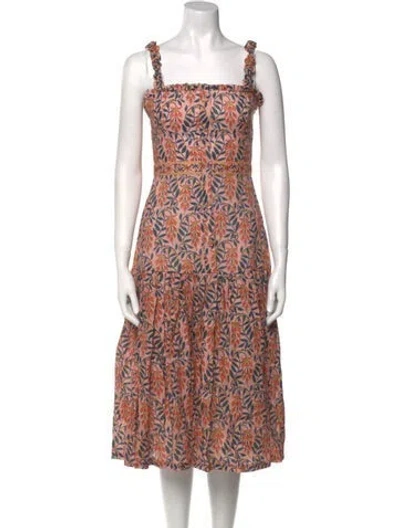Pre-owned Agua By Agua Bendita Linen Midi Length Dress In Orange