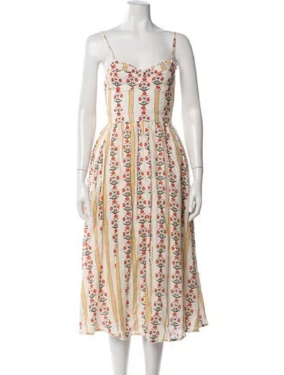 Pre-owned Agua By Agua Bendita Linen Midi Length Dress W/ Tags In Neutral