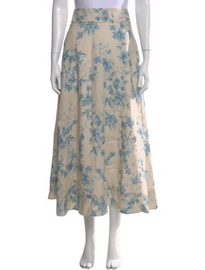 Pre-owned Agua By Agua Bendita Linen Midi Length Skirt In Neutral