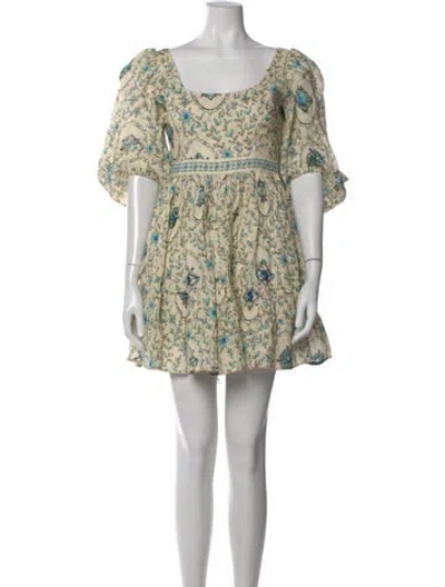 Pre-owned Agua By Agua Bendita Linen Mini Dress In Green