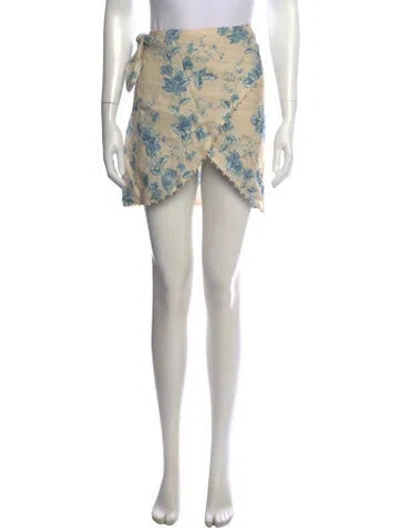 Pre-owned Agua By Agua Bendita Linen Mini Skirt W/ Tags In Blue