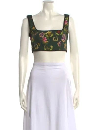 Pre-owned Agua By Agua Bendita Linen Printed Crop Top In Neutral
