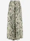 AGUA BY AGUA BENDITA LINEN SKIRT WITH FLORAL PATTERN