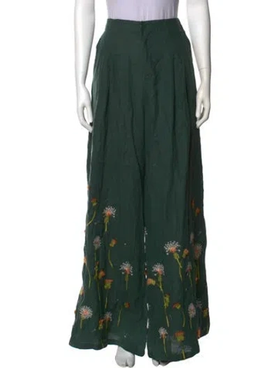Pre-owned Agua By Agua Bendita Linen Wide Leg Pants In Green