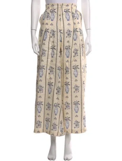 Pre-owned Agua By Agua Bendita Linen Wide Leg Pants In Neutral