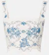 Agua By Agua Bendita Luciana Gloriosa Embroidered Linen Crop Top