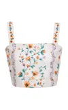 Agua By Agua Bendita Luciana Printed Linen Top In Floral