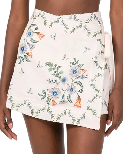 Agua By Agua Bendita Luna Brisa Linen Wrap Cover Up Skirt In Multi