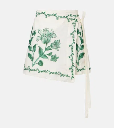 Agua By Agua Bendita Luna Floral Linen Beach Cover-up In White