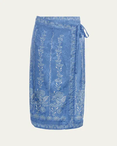 Agua By Agua Bendita Luna Midi Floritura Wrap Skirt In Multi