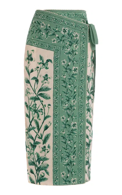 Agua By Agua Bendita Luna Ceiba Floral-print Cotton Pareo In Green