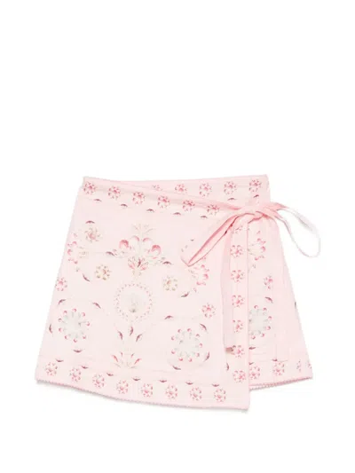 Agua By Agua Bendita Luna Playa Wrap Mini Skirt In Pink