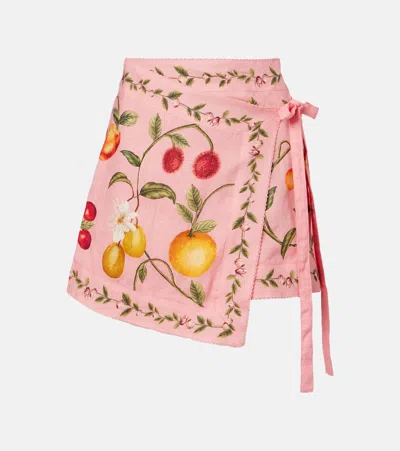 Agua By Agua Bendita Luna Printed Linen Beach Cover-up In Pink