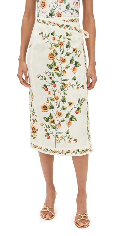 Agua By Agua Bendita Luna Uchuva Midi Wrap Skirt Multicolor In White
