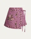 Agua By Agua Bendita Luna Wisteria Floral Mini Skirt In Multicolor