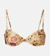 Agua By Agua Bendita Magdalena Floral Bikini Top In Neutral