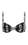 Agua By Agua Bendita Magdalena Printed Bikini Top In Black,white