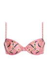 Agua By Agua Bendita Magdalena Promesa Embroidered Cotton Bikini Top In Pink