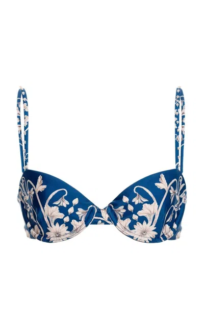 Agua By Agua Bendita Magdalena Ribbons Bikini Top In Blue