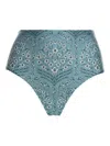 Agua By Agua Bendita Magenta Ceiba Floral-print High-waist Bikini Bottoms In Blue