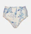 Agua By Agua Bendita Magenta Printed Bikini Bottom In Bougainvillea