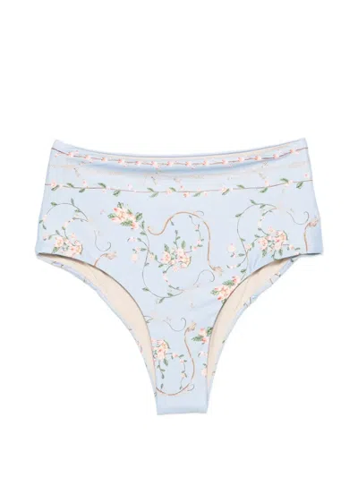Agua By Agua Bendita Magenta Navegante Floral-print Bikini Bottoms In Blue