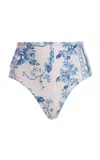 Agua By Agua Bendita Magenta Printed Bikini Bottom In Light Blue