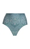 Agua By Agua Bendita Magenta Printed High-rise Bikini Bottom In Light Blue