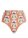 Agua By Agua Bendita Magenta Trébol Embroidered Bikini Bottoms In Red