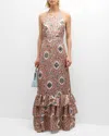 Agua By Agua Bendita Magnolia Cofre Embroidered Linen-silk Maxi Dress In Multi