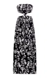 Agua By Agua Bendita Malaquita Strapless Jacquard Midi Dress In Black,white