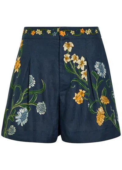 Agua By Agua Bendita Maratea Floral Linen Shorts In Multi