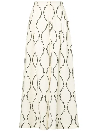Agua By Agua Bendita + Net Sustain Marea Colado Embroidered Linen Wide-leg Pants In White