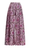 Agua By Agua Bendita Marea Floral Linen Wide-leg Pants In Multi/lilac