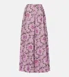 Agua By Agua Bendita Marea Floral Linen Wide-leg Pants In Purple