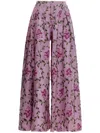 Agua By Agua Bendita Marea Floral Linen Wide-leg Pants In Pink