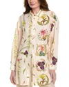Agua By Agua Bendita Cecilia Embroidered Linen Button-front Shirt In Pink